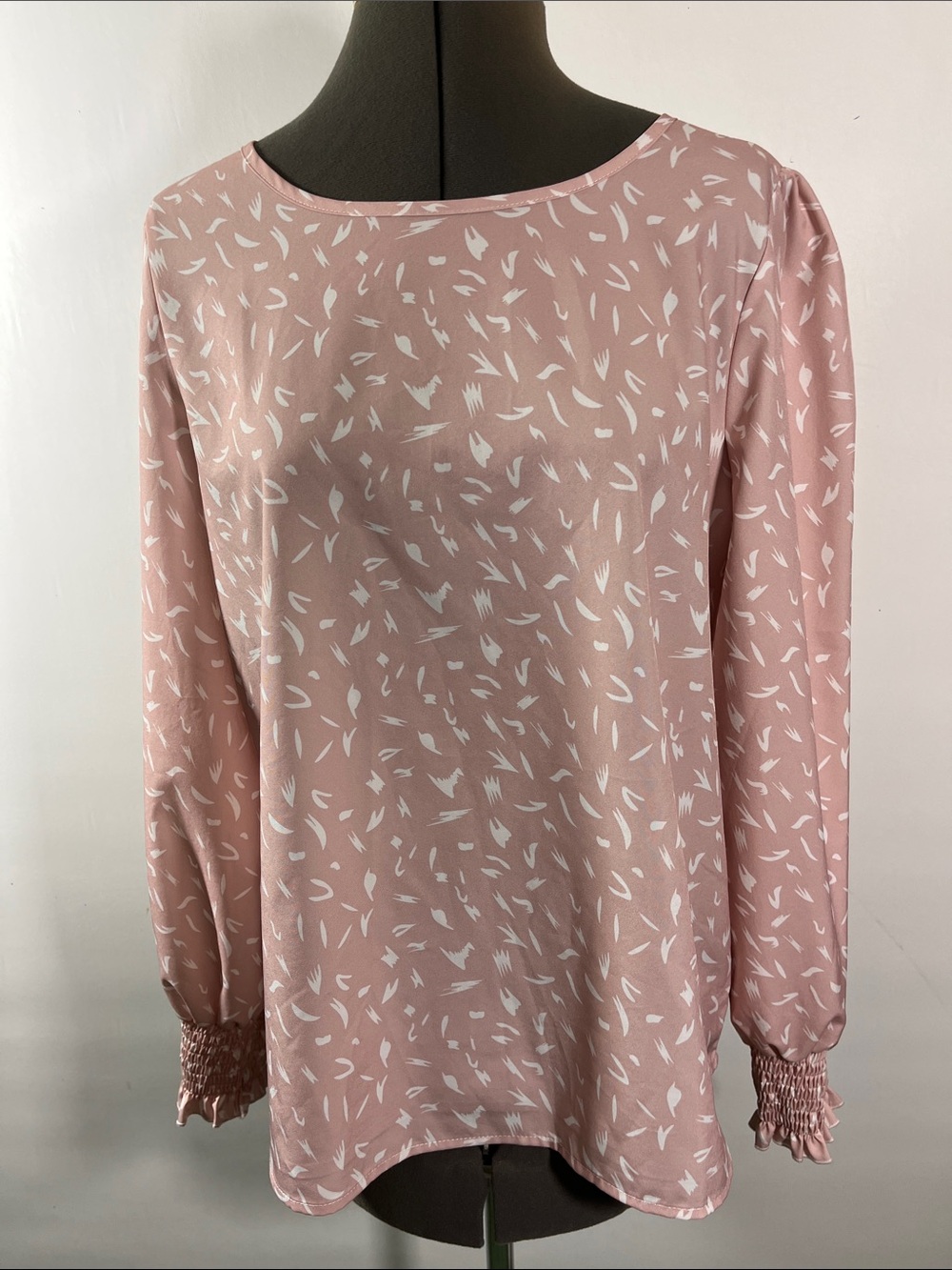 Hapsho Women's Pink Long-Sleeve Printed Blouse Size 8/10